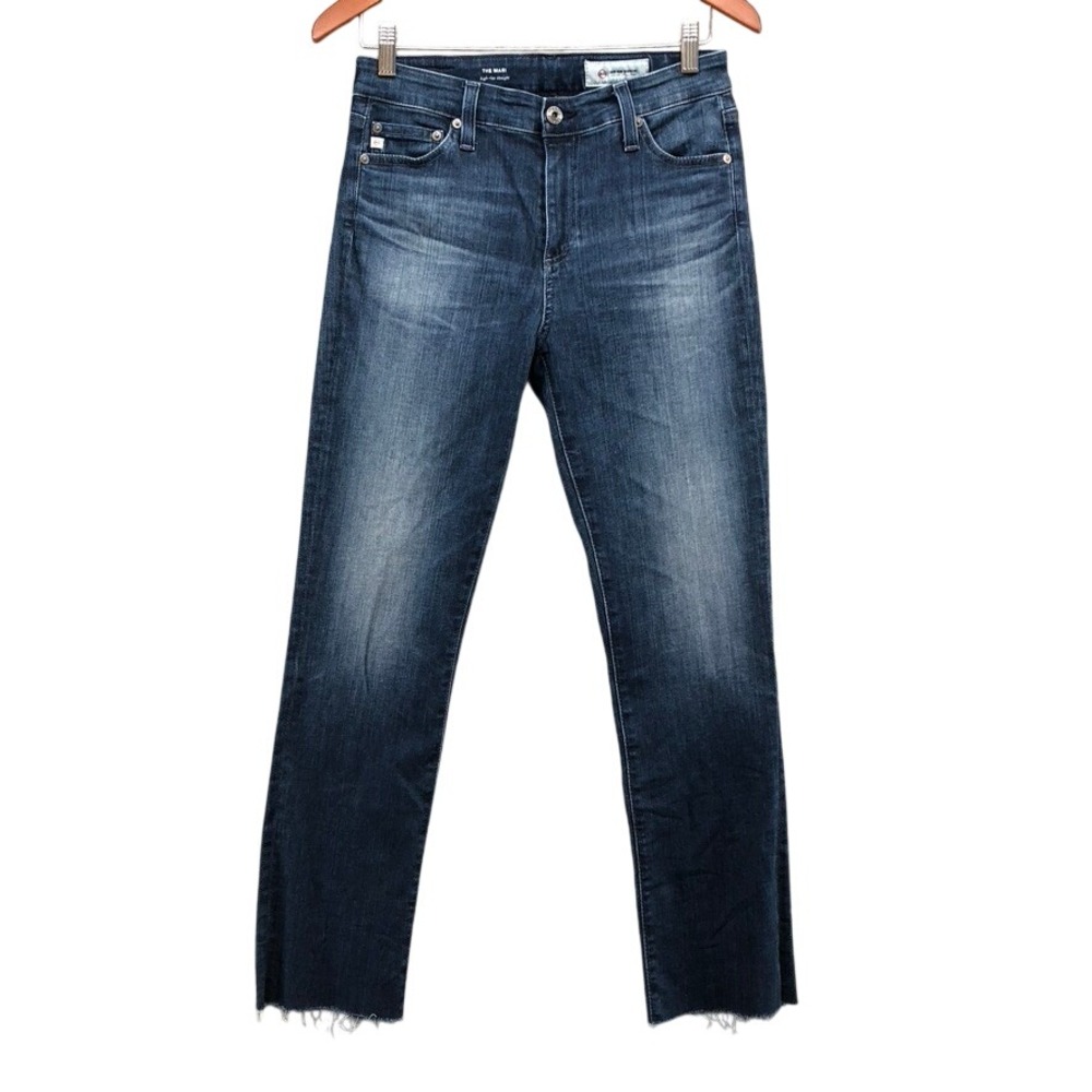 AG Adriano Goldschmied The Mari Jeans Womens 28 Blue High Rise Straight Raw Hem